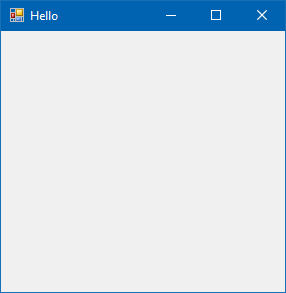 Screenshot of Hello World WinForms app